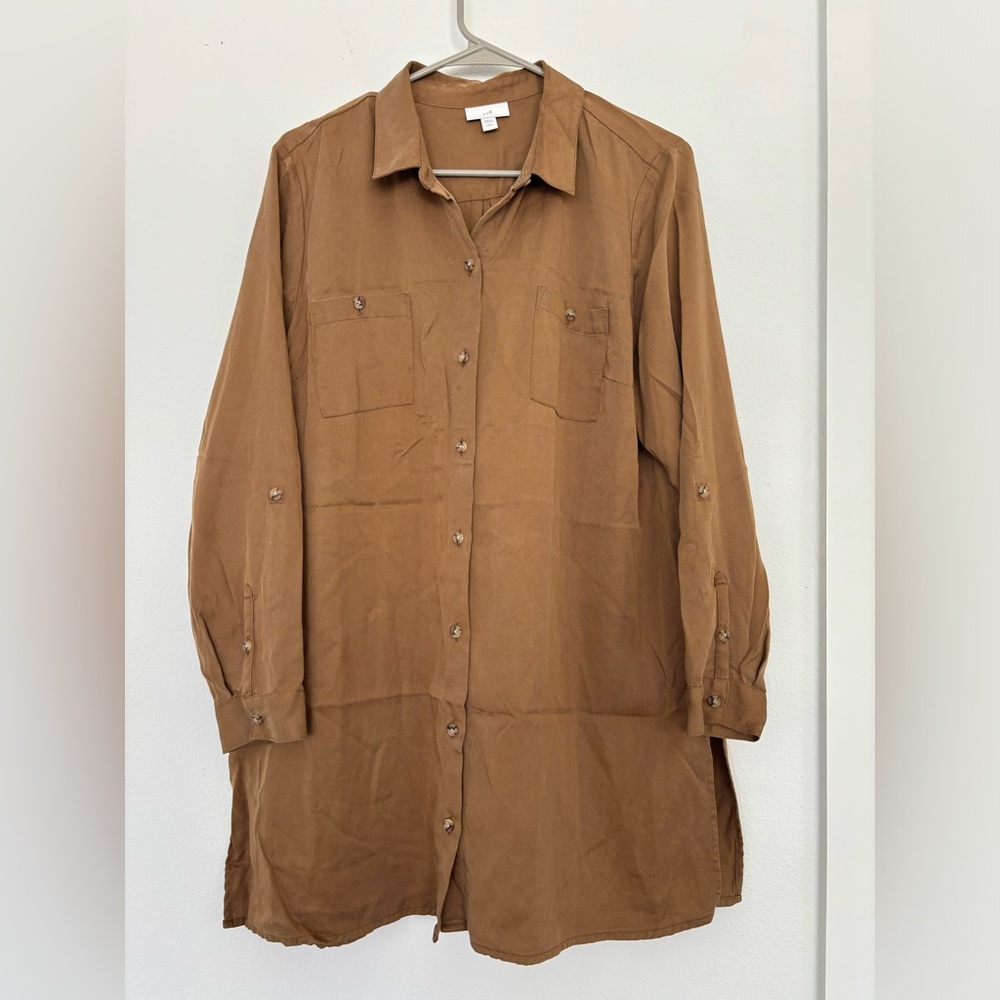 Jjill Camel color long sleeve button down Sz Petite Large